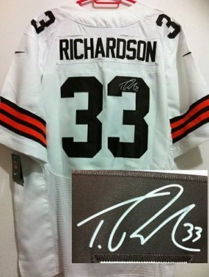 NEW Cleveland Browns 33 Trent Richardson Brown White Signed Elite NFL Jerseys