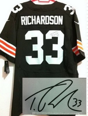 NEW Cleveland Browns 33 Trent Richardson Brown Brown Signed Elite NFL Jerseys