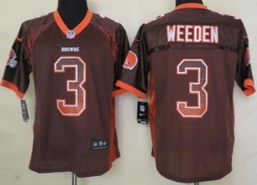 NEW NFL Cleveland Browns #3 Brandon Weeden Brown Stitched NFL Elite Drift Fashion Jerseys