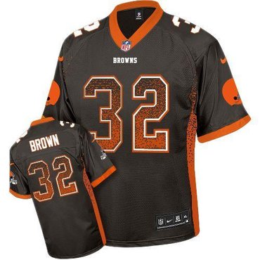 NEW Cleveland Browns #32 Jim Brown Brown Stitched NFL Elite Drift Fashion Jerseys