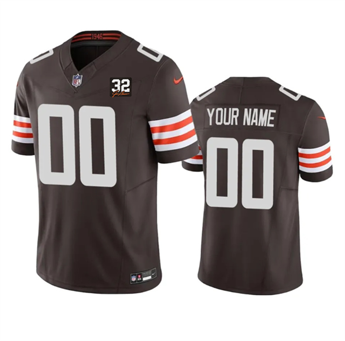 Men's Cleveland Browns ACTIVE PLAYER Custom Brown 2023 F.U.S.E. With Jim Brown Memorial Patch Vapor Untouchable Limited Stitched Jersey