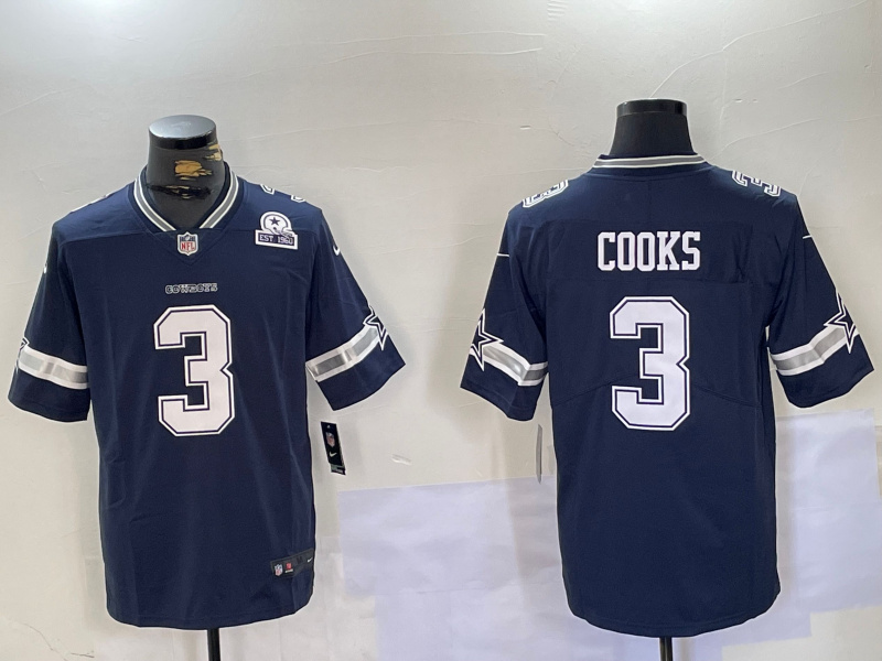 Men's Dallas Cowboys #3 Brandin Cooks Navy Vapor Untouchable Limited Stitched Football Jersey 2