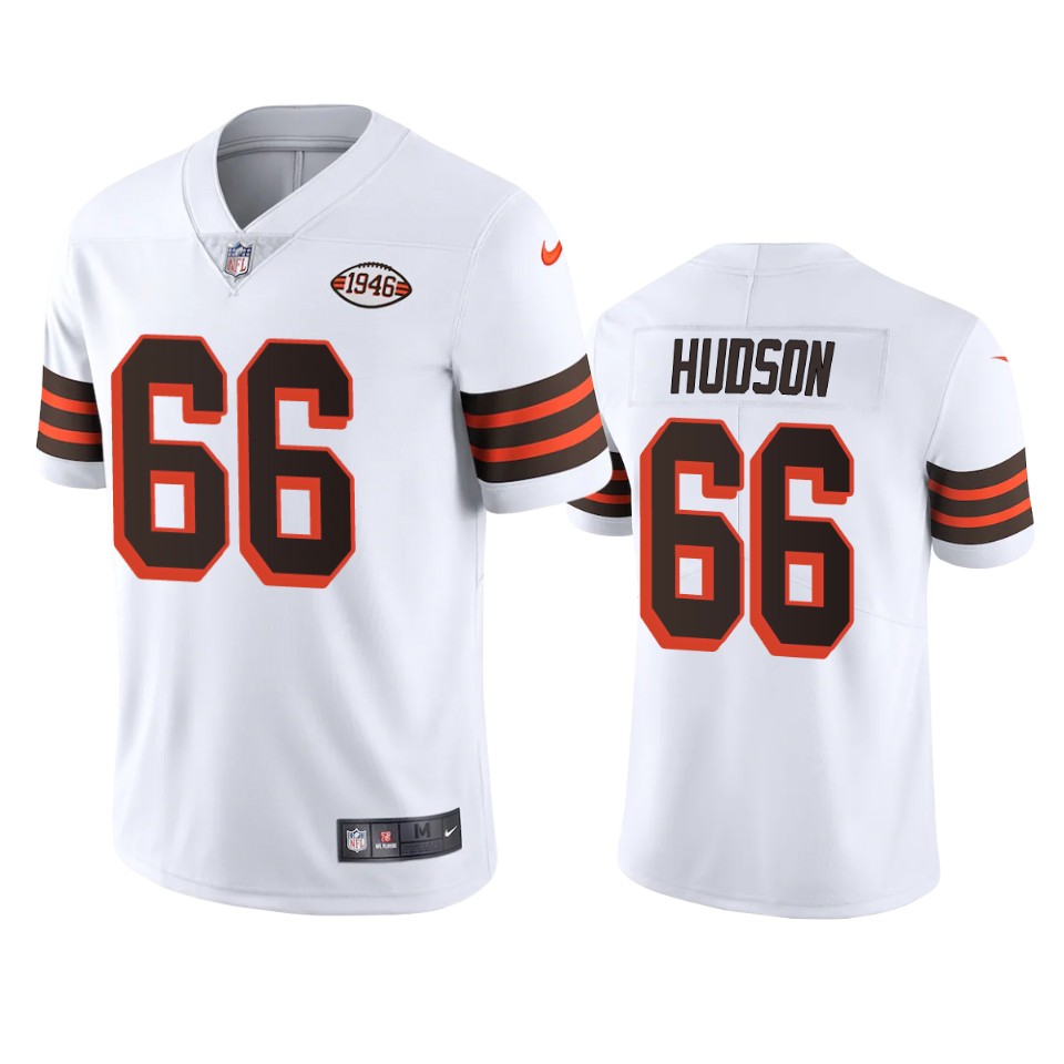 Cleveland Browns #66 James Hudson Nike 1946 Collection Alternate Vapor Limited NFL Jersey - White