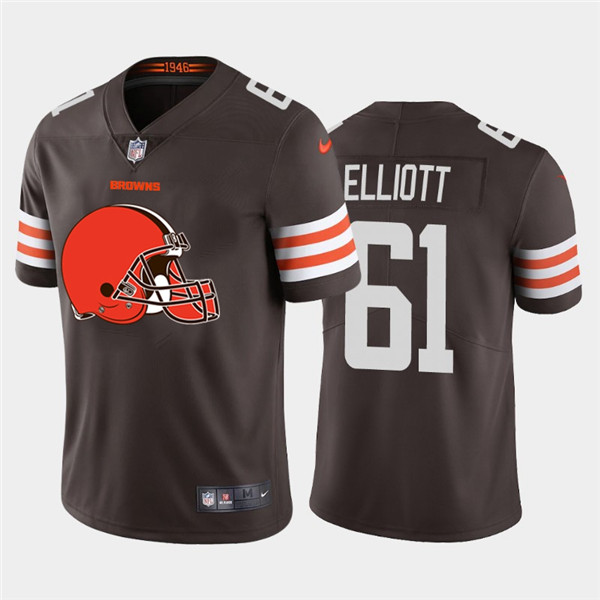 Nike Browns 61 Jordan Elliott Brown Team Big Logo Vapor Untouchable Limited Jersey