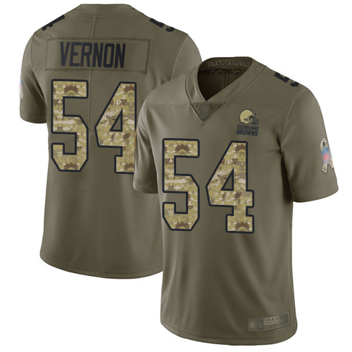 Browns #54 Olivier Vernon Olive Camo Men's Stitched Football Limited 2017 Salute To Service Jersey