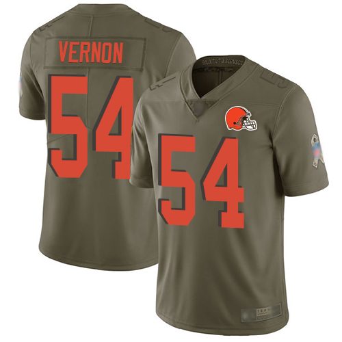 Browns #54 Olivier Vernon Olive Men's Stitched Football Limited 2017 Salute To Service Jersey