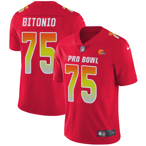 Browns #75 Joel Bitonio Red Men's Stitched Football Limited AFC 2019 Pro Bowl Jersey