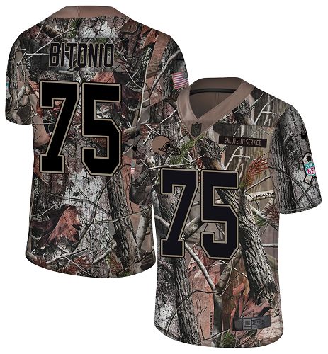 Browns #75 Joel Bitonio Camo Men's Stitched Football Limited Rush Realtree Jersey