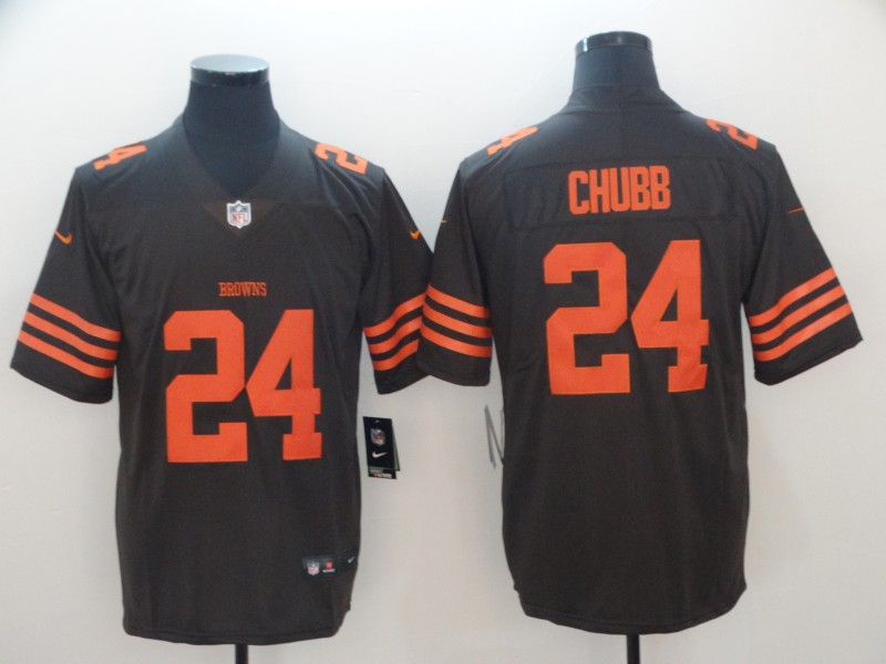 Nike Browns 24 Nick Chubb Brown Color Rush Limited Jersey