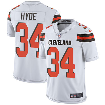 Nike Browns #34 Carlos Hyde White Men's Stitched NFL Vapor Untouchable Limited Jersey