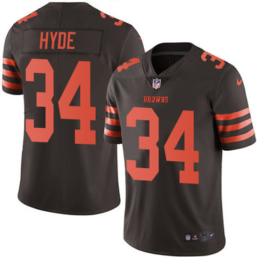 Nike Browns #34 Carlos Hyde Brown Men's Stitched NFL Limited Rush Jersey