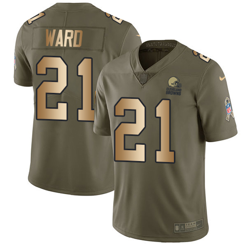 Nike Browns #21 Denzel Ward Olive Gold Men's Stitched NFL Limited 2017 Salute To Service Jersey