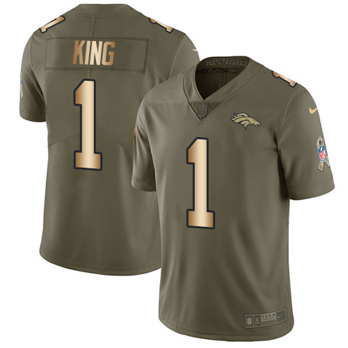 Nike Broncos #1 Marquette King Olive Gold Men's Stitched NFL Limited 2017 Salute To Service Jersey