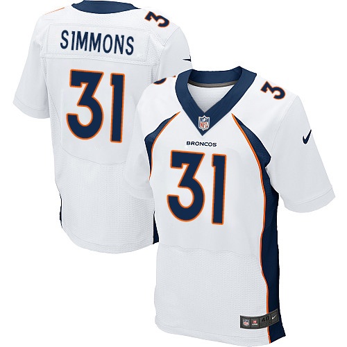 Nike Broncos #31 Justin Simmons White Men's Stitched NFL New Elite Jersey