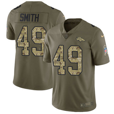 Nike Broncos #49 Dennis Smith Olive Camo Men's Stitched NFL Limited 2017 Salute To Service Jersey