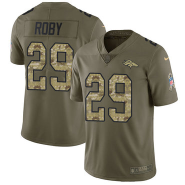 Nike Broncos #29 Bradley Roby Olive Camo Men's Stitched NFL Limited 2017 Salute To Service Jersey