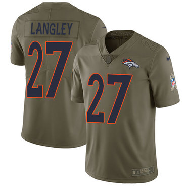 Nike Broncos 27 Brendan Langley Olive Salute To Service Limited Jersey