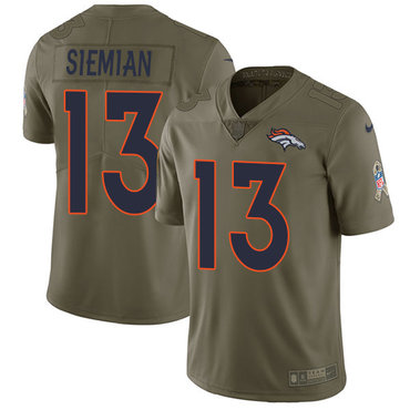 Nike Broncos 13 Trevor Siemian Olive Salute To Service Limited Jersey