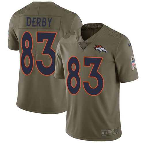 Nike Broncos 83 A.J. Derby Olive Salute To Service Limited Jersey