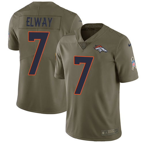 Nike Broncos 7 John Elway Olive Salute To Service Limited Jersey