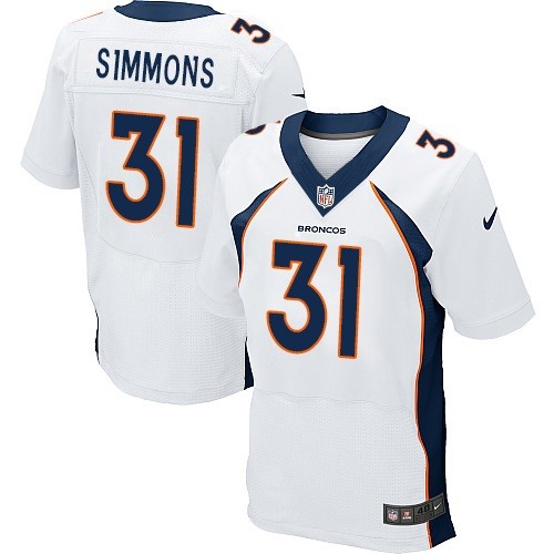 Nike Broncos 31 Justin Simmons White Elite Jersey