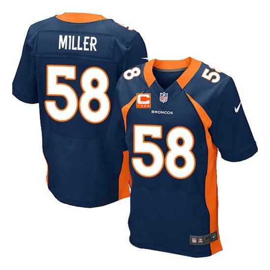 Nike Broncos 58 Von Miller Navy With C Patch Elite Jersey