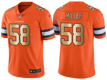 Nike Broncos 58 Von Miller Orange Gold Limited Jersey