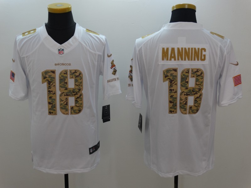 Nike Broncos #18 Peyton Manning White Men's Stitched NFL Limited Salute to Service Jersey