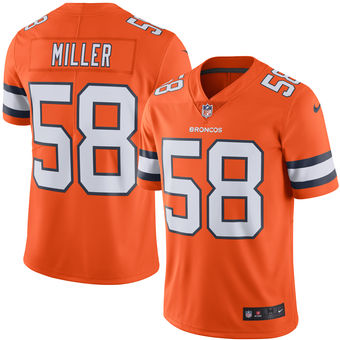 Men's Denver Broncos Von #58 Miller Nike Orange Color Rush Limited Jersey