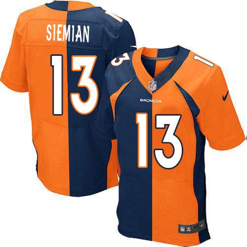 Nike Broncos #13 Trevor Siemian Orange Navy Blue Men's Stitched NFL Elite Split Jersey