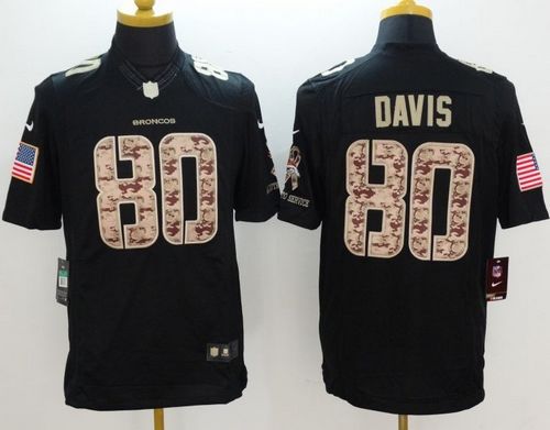 Nike Broncos #80 Vernon Davis Black Men's Stitched NFL Limited Salute to Service Jersey