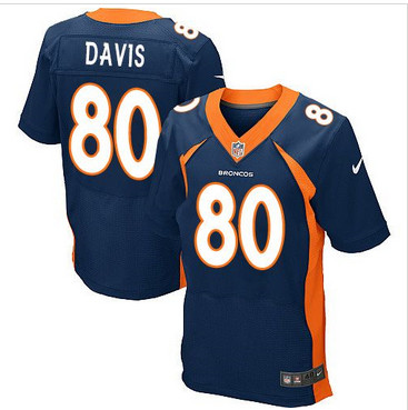 Nike Denver Broncos #80 Vernon Davis Navy Blue Alternate Men's Stitched NFL New Elite Jersey