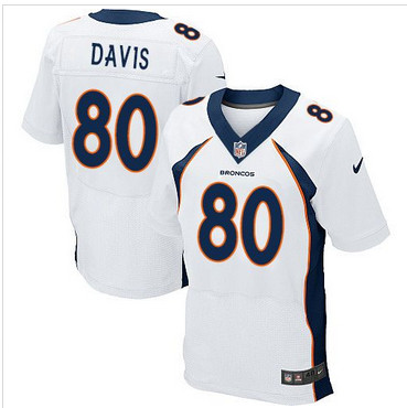 Nike Denver Broncos #80 Vernon Davis White Men's Stitched NFL New Elite Jersey