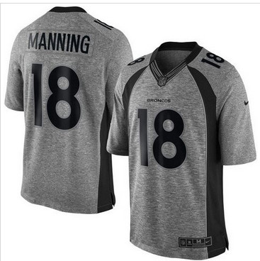 Nike Denver Broncos #18 Peyton Manning Gray Men's Stitched NFL Limited Gridiron Gray Jersey