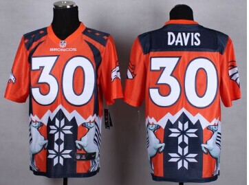 NEW Denver Broncos #30 Terrell Davis Orange NFL Elite Noble Fashion Jersey