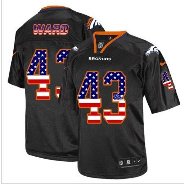 NEW Denver Broncos #43 T.J. Ward Black NFL Elite USA Flag Fashion Jersey