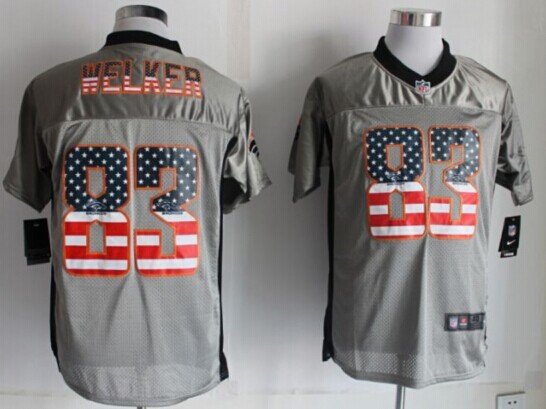 Nike Denver Broncos Jersey 83 Wes Welker 2014 USA Flag Fashion Gray Elite Jerseys