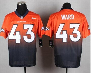 NEW Denver Broncos #43 T.J. Ward Orange-Navy Blue NFL Elite Fadeaway Fashion Jersey