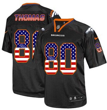 NEW Denver Broncos #80 Julius Thomas Black NFL Elite USA Flag Fashion Jersey