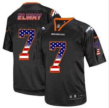 NEW Denver Broncos #7 John Elway Black NFL Elite USA Flag Fashion Jersey