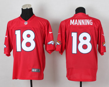 2014 nfl Denver Broncos #18 Manning QB red jerseys