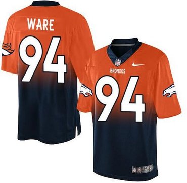 Denver Broncos #94 DeMarcus Ware Orange-Navy Blue NFL Elite Fadeaway Fashion Jersey