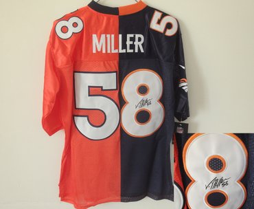 NEW NFL Denver Broncos #58 Von Miller Lights Out orange-blue jerseys(Elite Signed split)