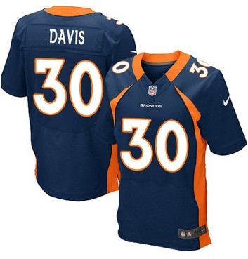 NEW NFL Denver Broncos 30 Terrell Davis Blue Jerseys(Elite)