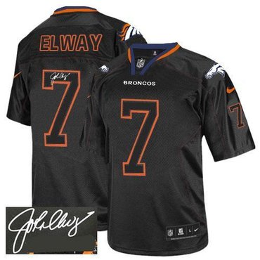 NEW Denver Broncos #7 John Elway Lights Out Black Jerseys(Signed Elite)