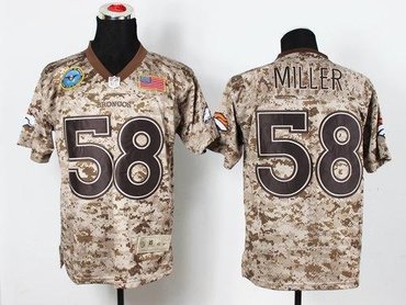 NEW Denver Broncos #58 Von Miller Camo NFL Elite USMC Jersey(USA)