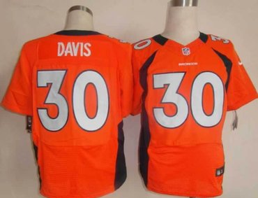 NEW NFL Denver Broncos 30 Terrell Davis Orange Jerseys(Elite)