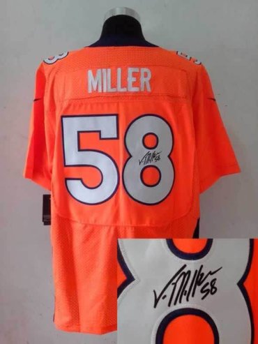 NEW NFL Denver Broncos 58 Von Miller Orange Signed Jerseys-Elite