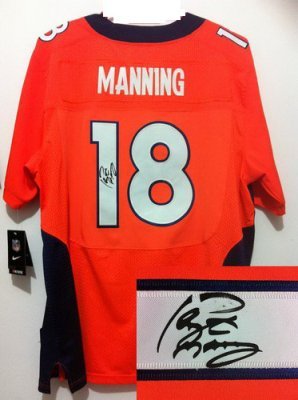 NEW NFL Denver Broncos 18 Peyton Manning Orange Signed Jerseys-Elite