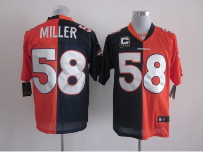 NEW NFL Denver Broncos #58 Von Miller Lights Out orange-blue jerseys(C Patch Elite split)